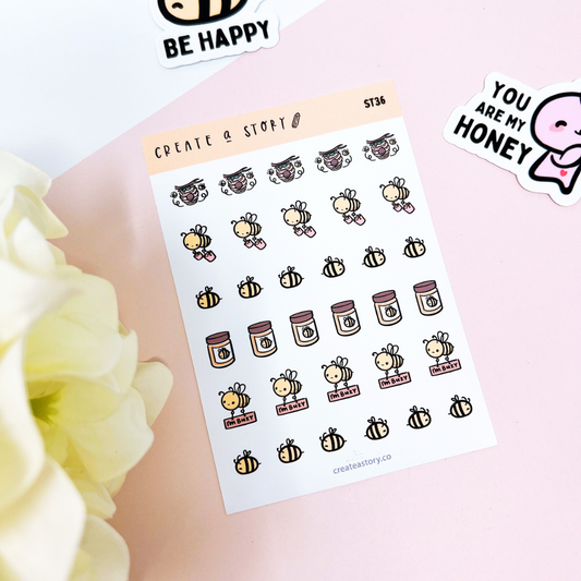 ST036 | Busy Bees Series | Planner Icon Stickers