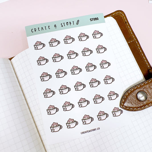 ST090 | Brownee in a Teacup | Planner Stickers