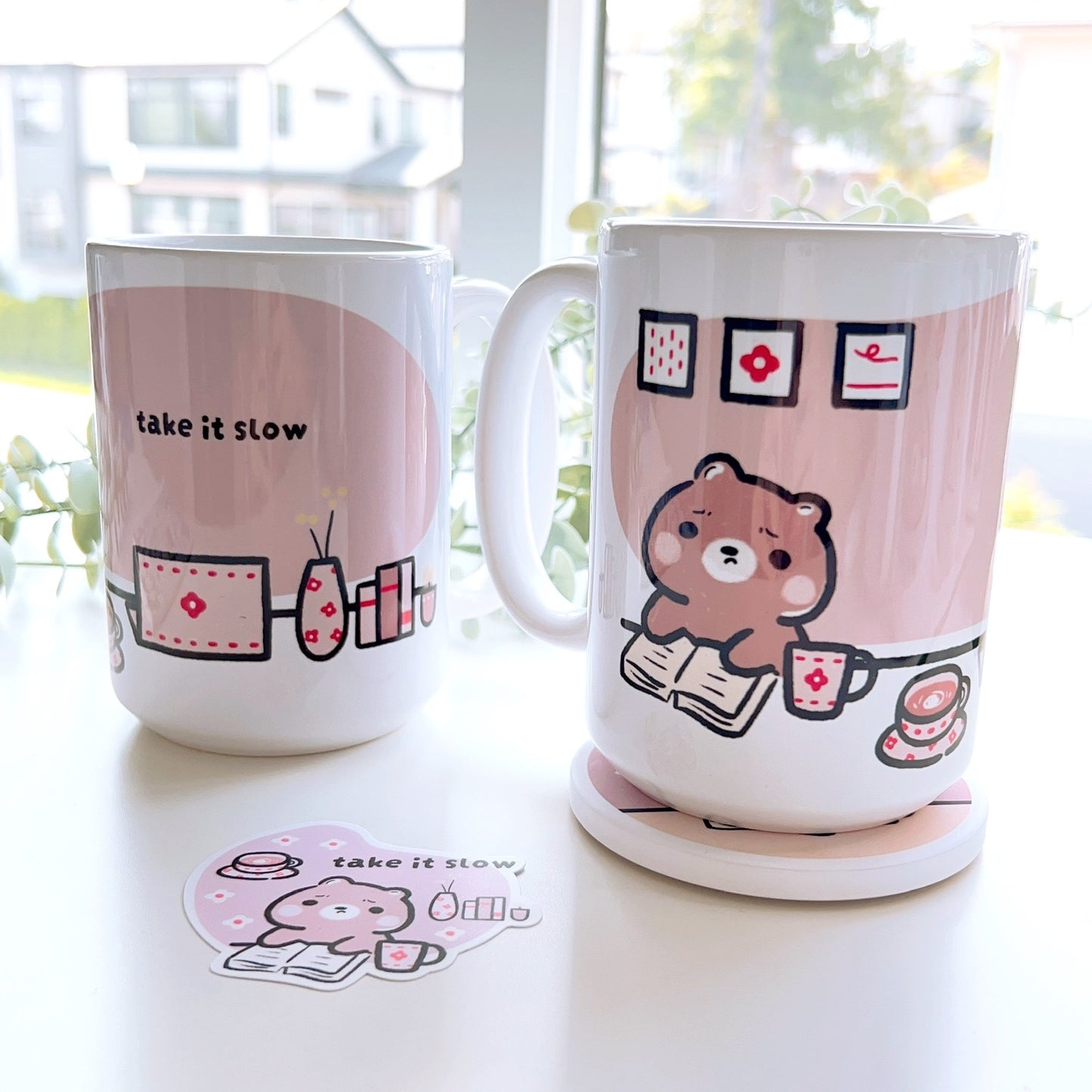 Bundle Deal: Brownee Reading Mug & Coaster (DW001 & DW006)