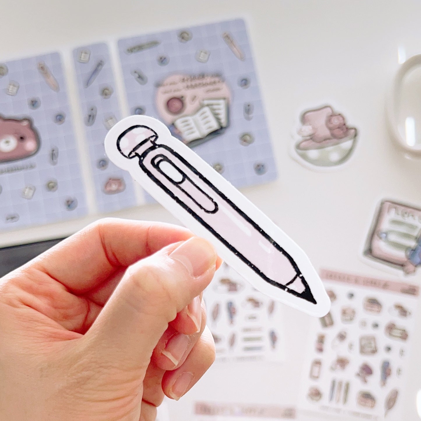 DC054 | Pen with Mushroom Top | Mushrooms and Stationery Collection | Diecut Sticker