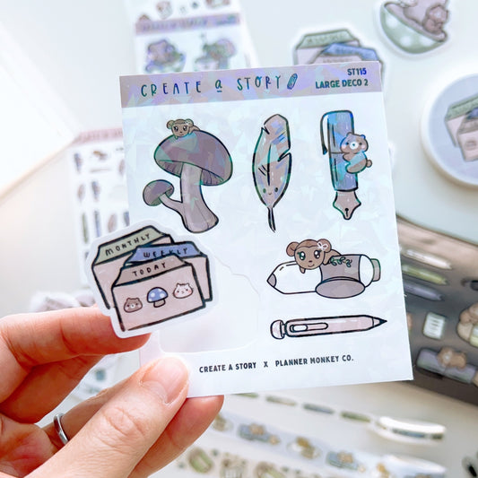 ST115 | Mushrooms and Stationery | Planner Monkey Co Collaboration Collection | Planner Stickers