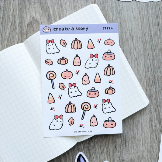 ST124 | Kiki's Halloween Decorative Stickers | Pumpkins and Ghosts