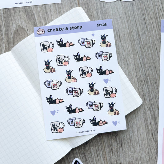 ST125 | Kiki's Halloween Black Cat Stickers