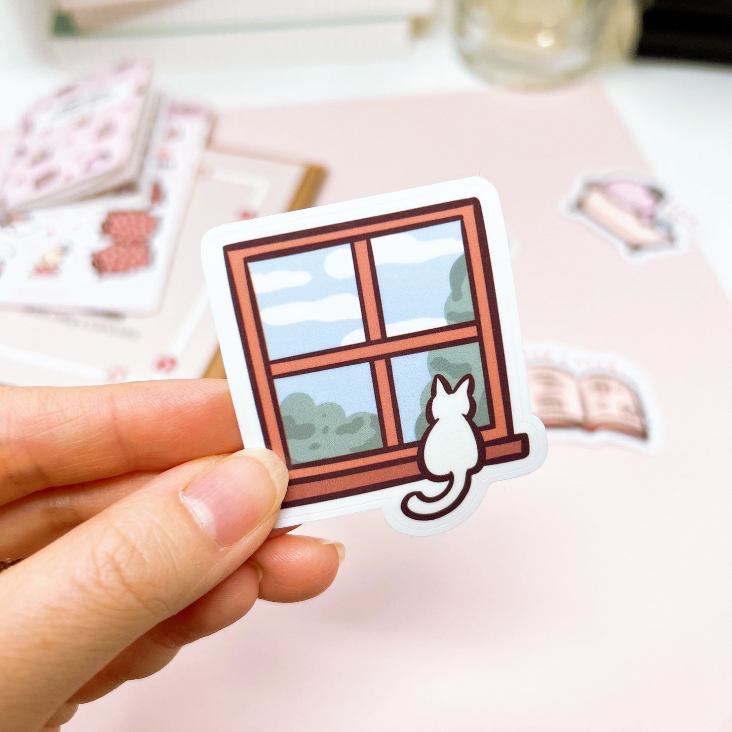 DC009 | Cat Looking out the Window | Self Care Die Cut Sticker