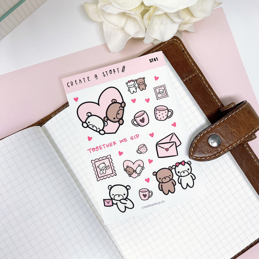 ST041 | Teddy Bear Valentines V1 | Planner Stickers