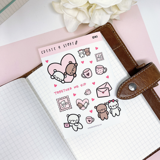 ST041 | Teddy Bear Valentines V1 | Planner Stickers