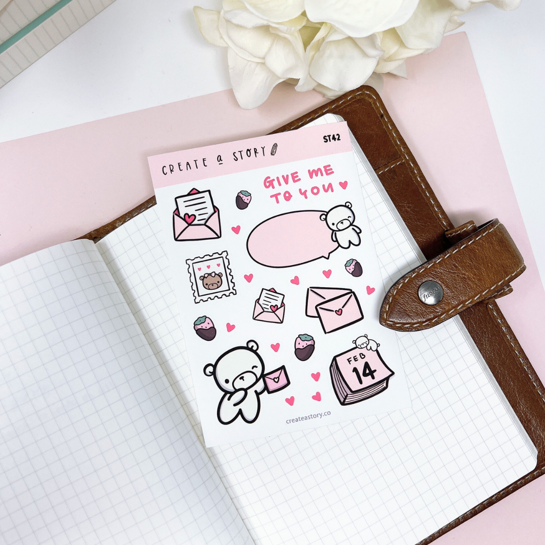 ST042 | Teddy Bear Valentines V2 | Planner Stickers