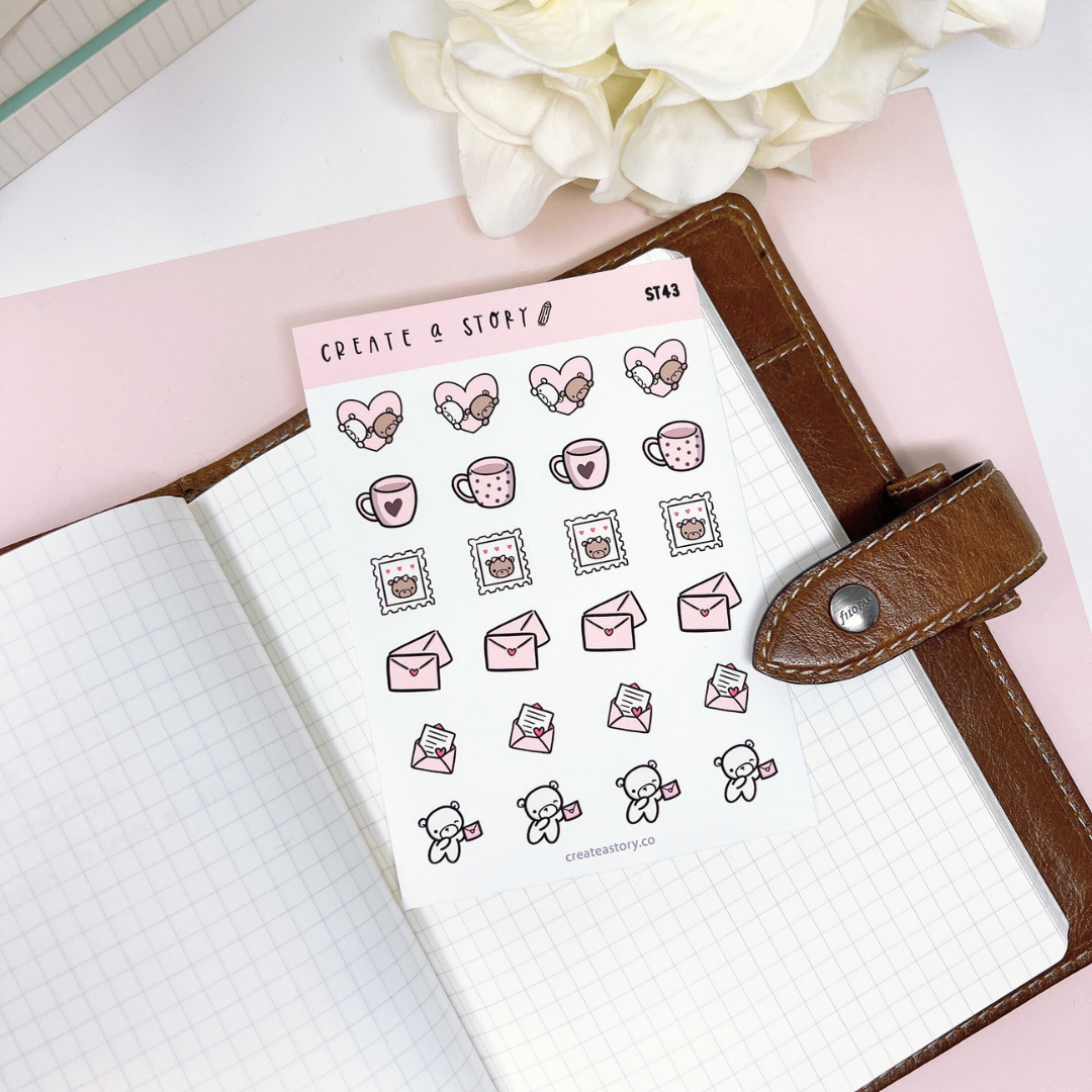 ST043 | Teddy Bear Valentines V3 | Planner Icon Stickers