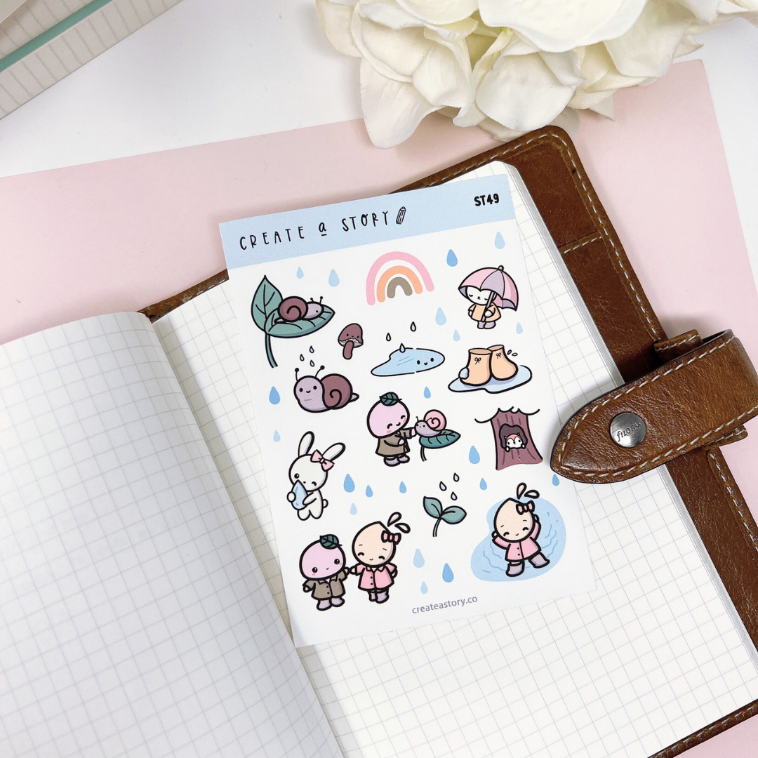 ST049 | Spring Rain | Planner Stickers