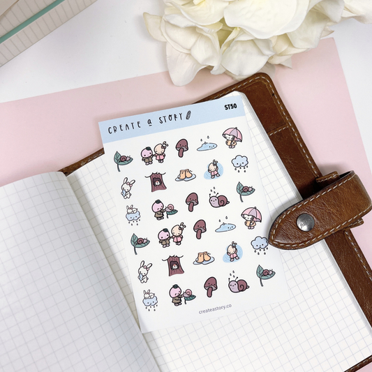 ST050 | Spring Rain Icons | Planner Stickers